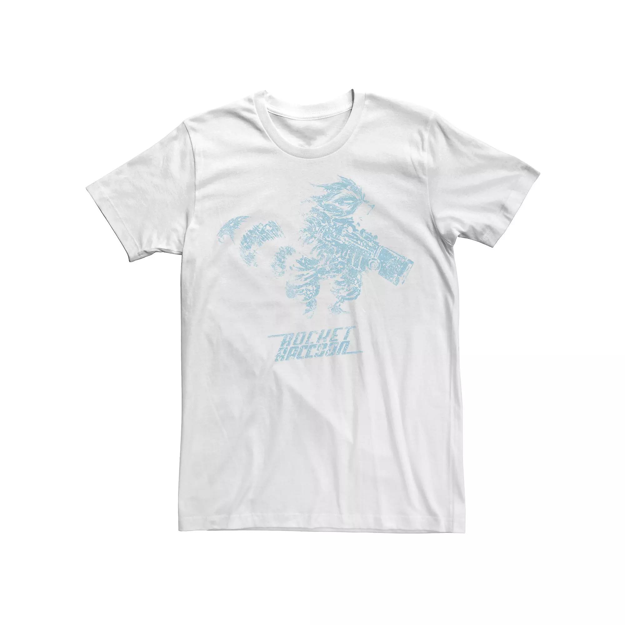 Men's Marvel Rocket Raccoon Distressed Blue Hue Portrait Tee, Size: Medium, White Product Image