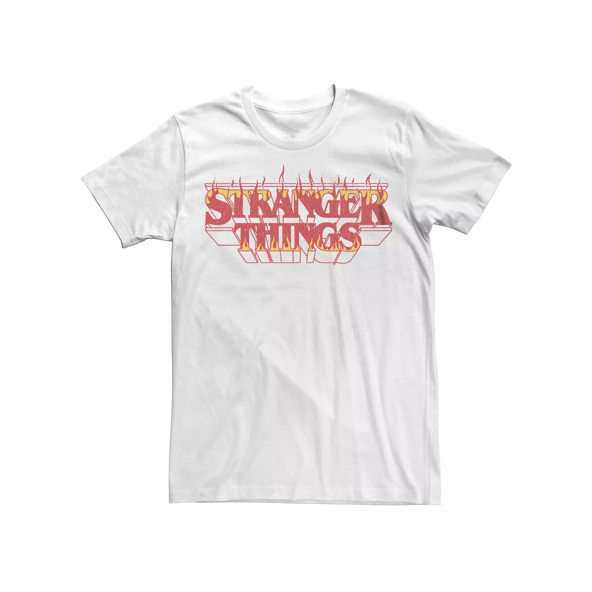 Men's Stranger Things Fire Logo Tee, Size: Medium, White Product Image
