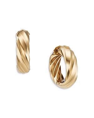 Womens Cablespira Hoop Earrings in 18K Yellow Gold, 1in Product Image
