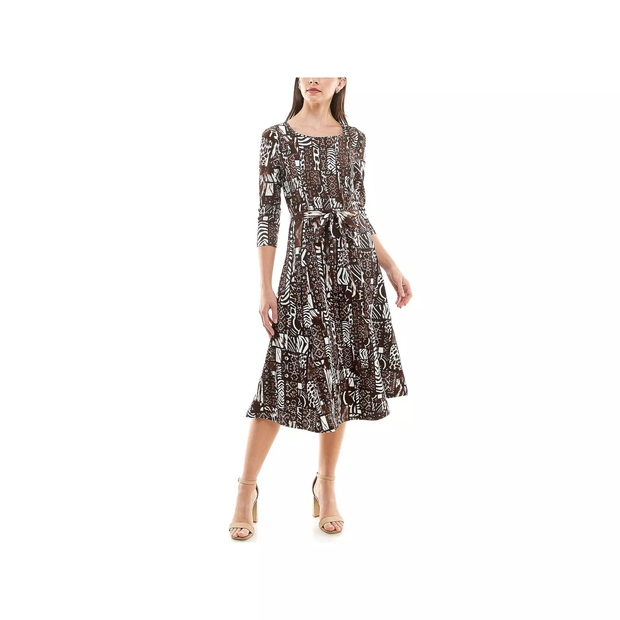 Women's Nina Leonard Sylvia Print Midi Dress,  Product Image