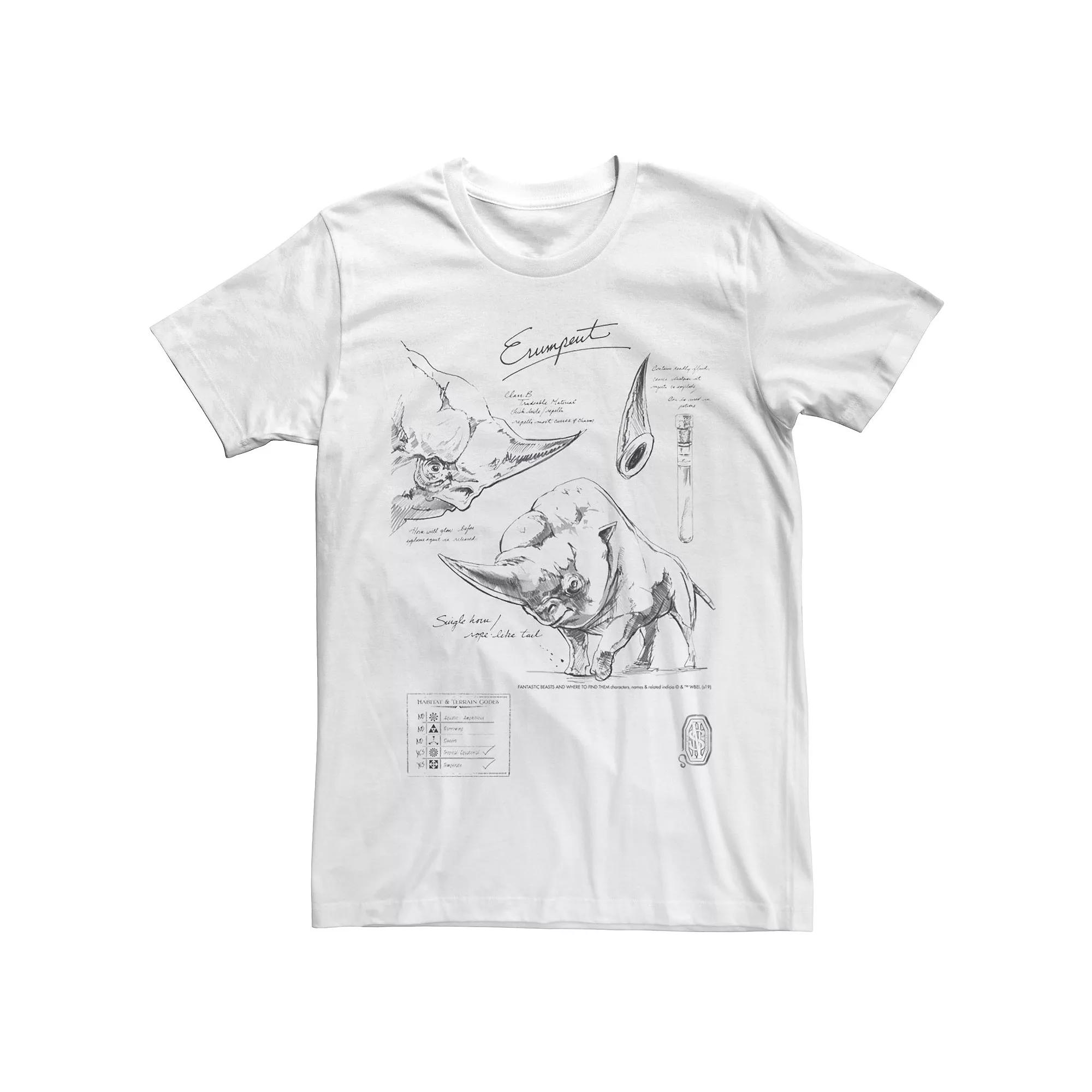 Men's Harry Potter Fantastic Beats Erumpent Sketch Collage Graphic Tee,  Product Image