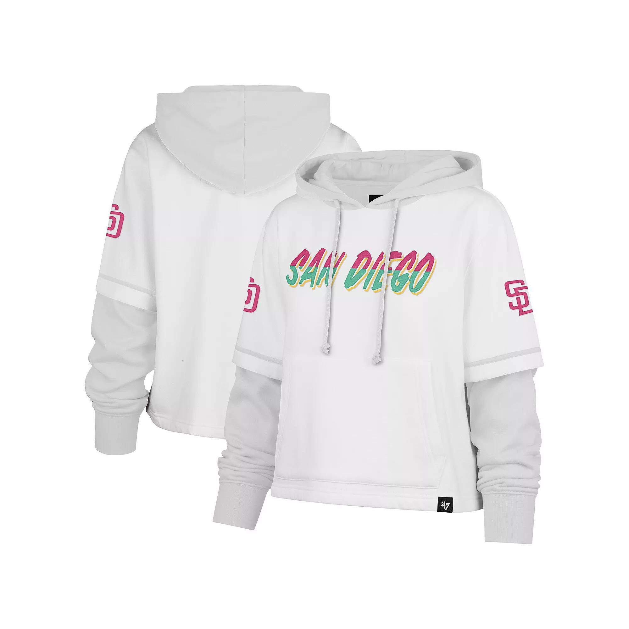 Women's '47 White San Diego Padres City Connect Shortstop Cropped Pullover Hoodie,  Product Image