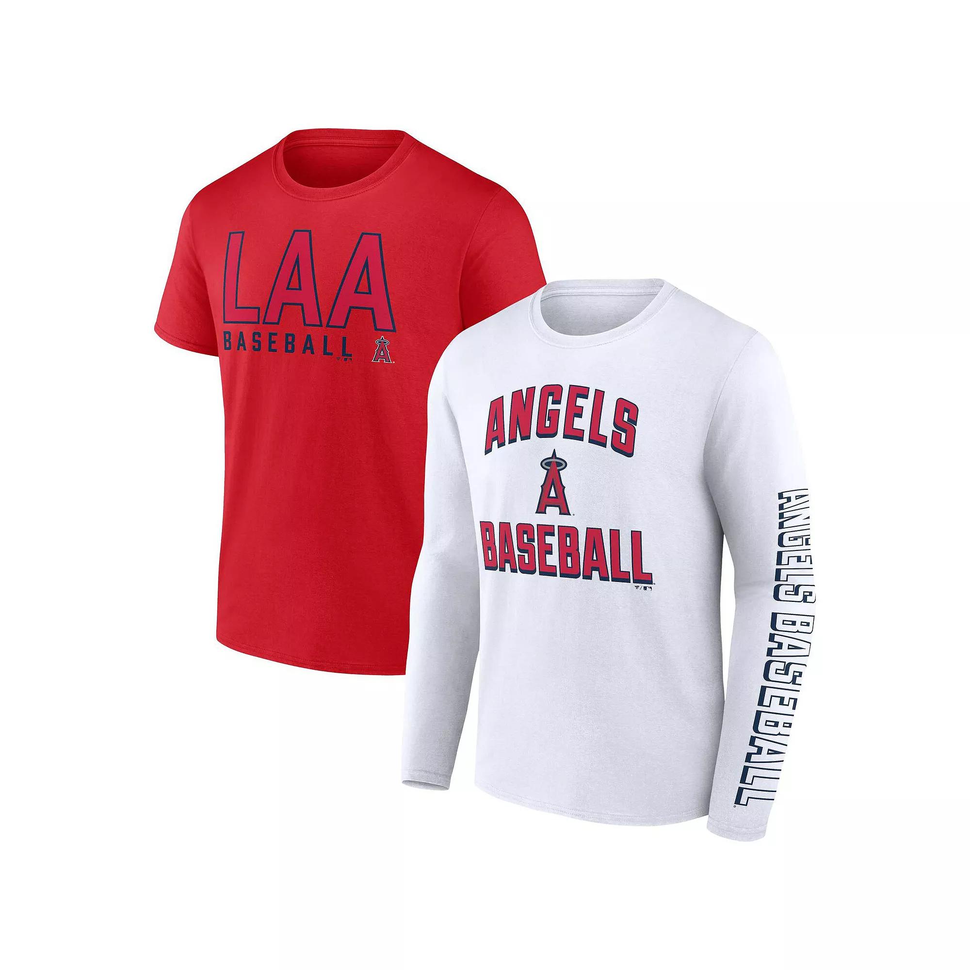 Men's Fanatics Branded Red/White Los Angeles Angels Two-Pack Combo T-Shirt Set, Size: Large Product Image