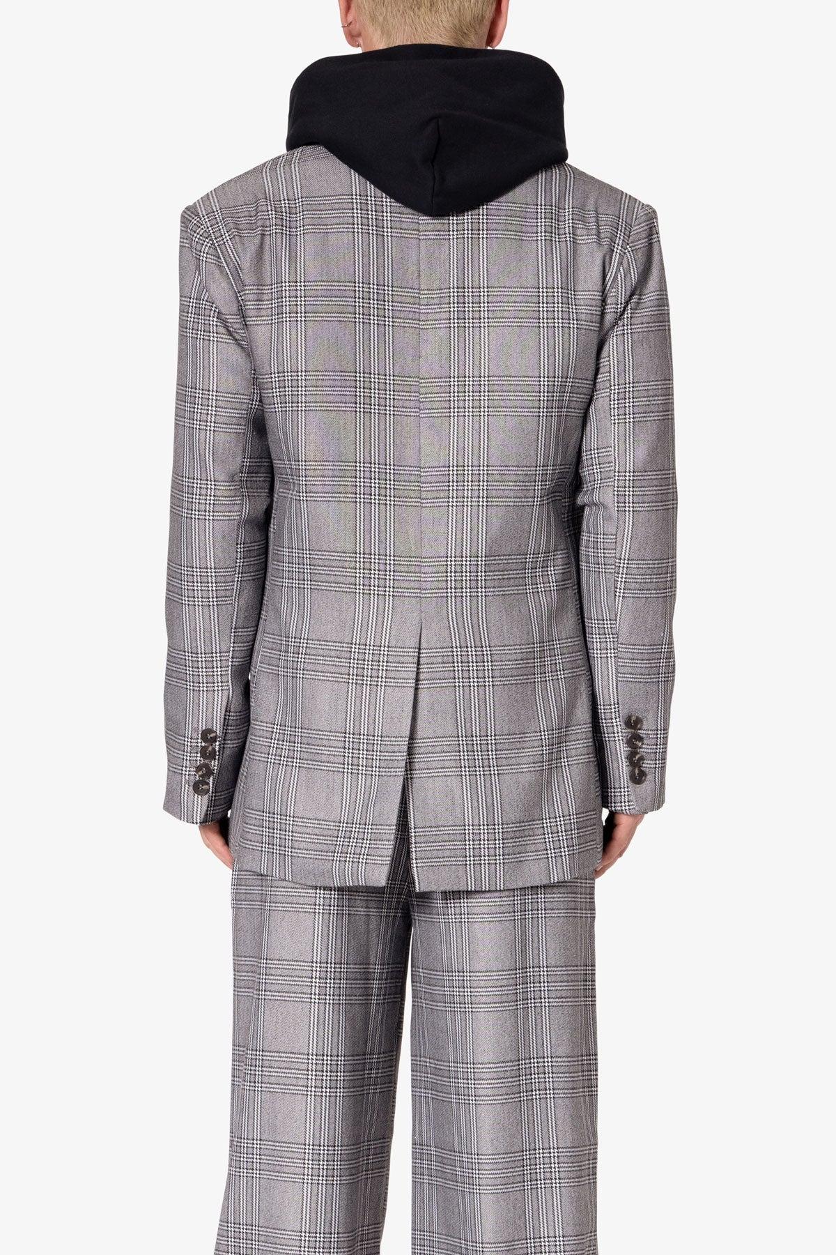 Double Breasted Suit Jacket - Black/Grey Product Image