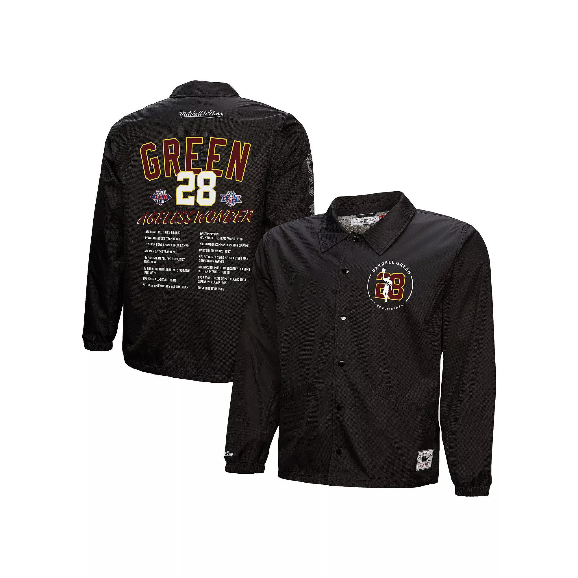 Men's Mitchell & Ness Darrell Green Black Washington Commanders Coaches Button-Up Jacket,  Product Image