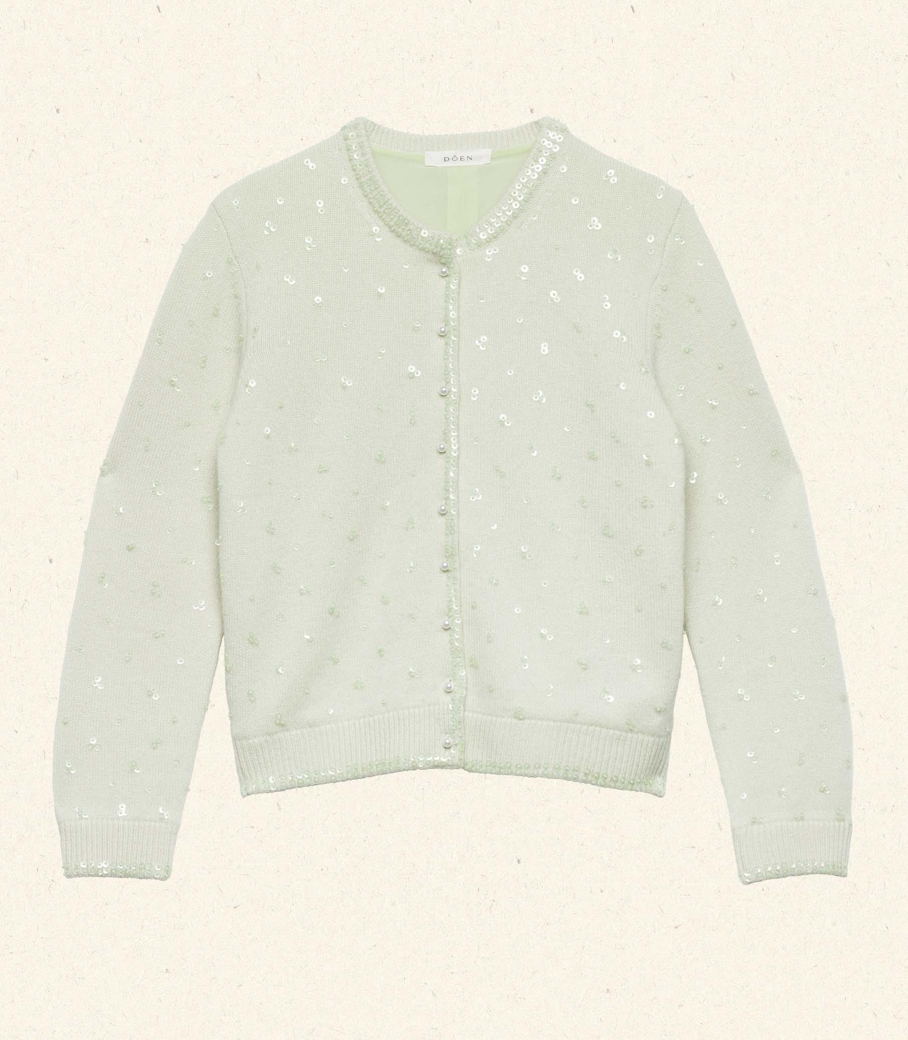 PAILLETTE CARDIGAN -- MINT TEA Product Image