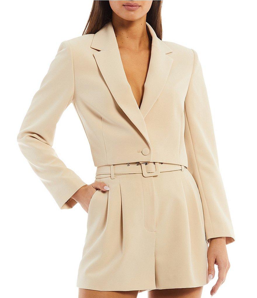 Gianni Bini Sadie Cropped Long Sleeve Notch Lapel Coordinating Blazer Product Image