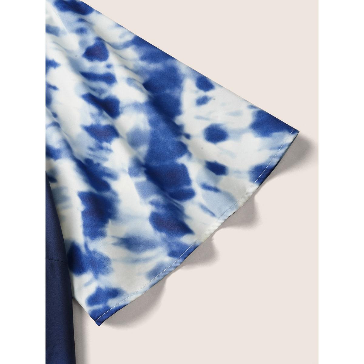 Plus Size Stone Ombre Tie Dye Raglan sleeve Blouse Women Casual Half Sleeve Round Neck Everyday Blouses BloomChic 12/L Product Image