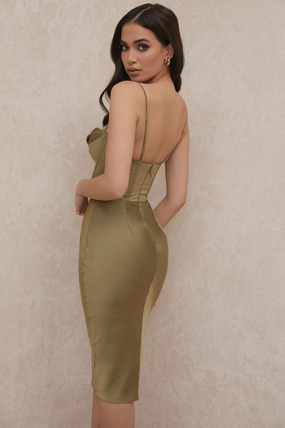 Myrna  olive corset slip dress Product Image