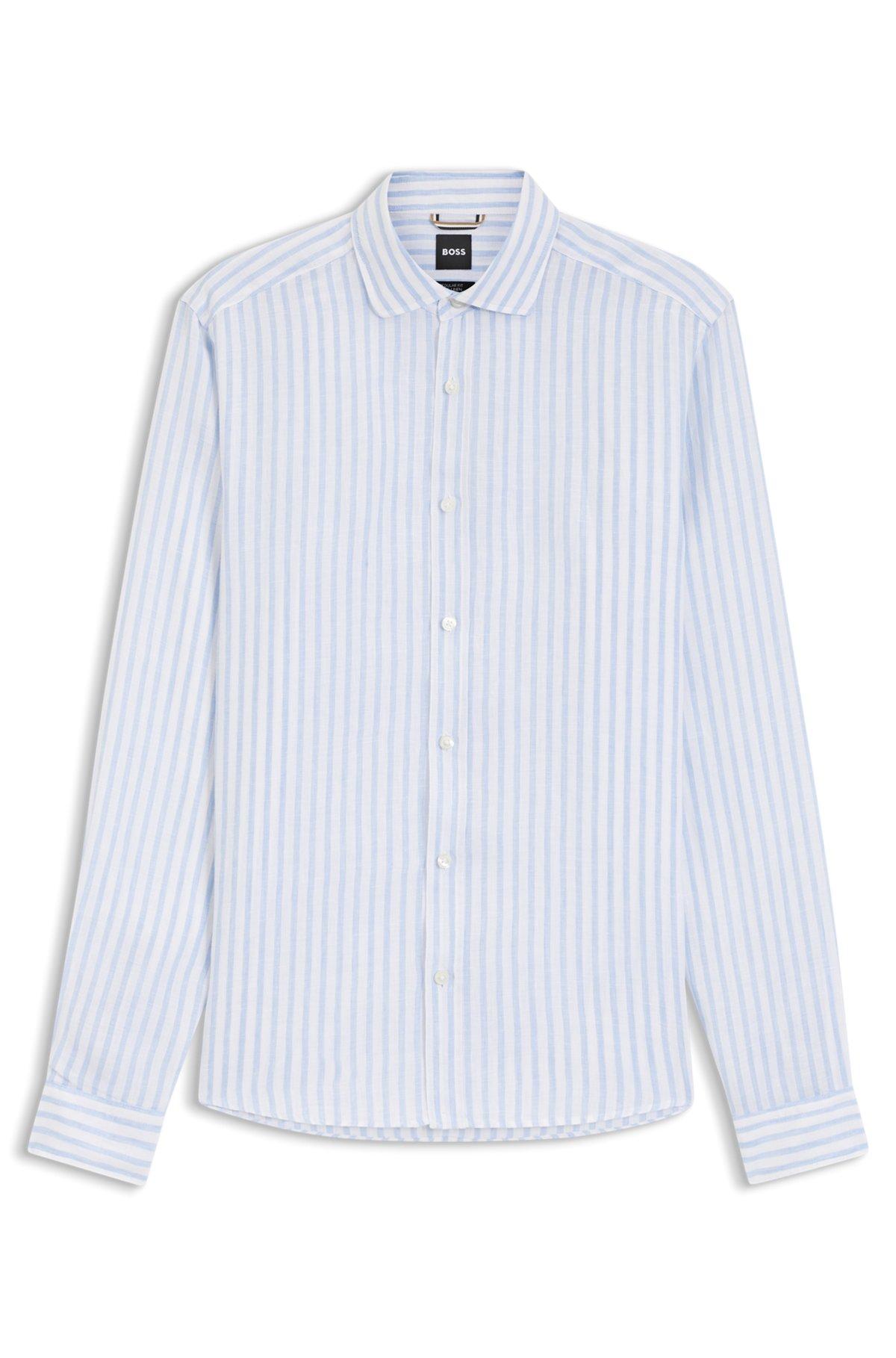 Regular-fit shirt in striped linen Product Image