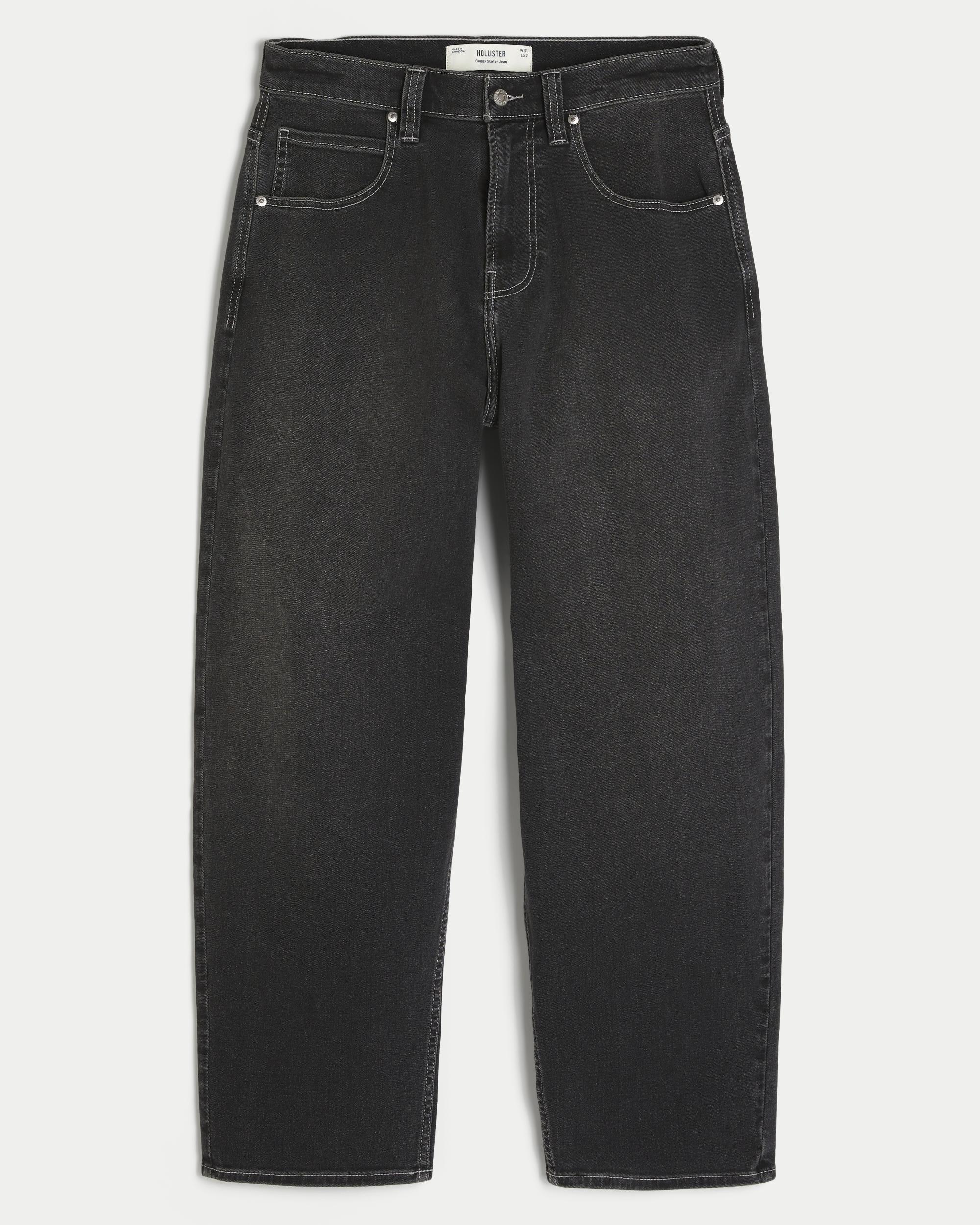 Washed Black Skater Baggy Jeans Product Image