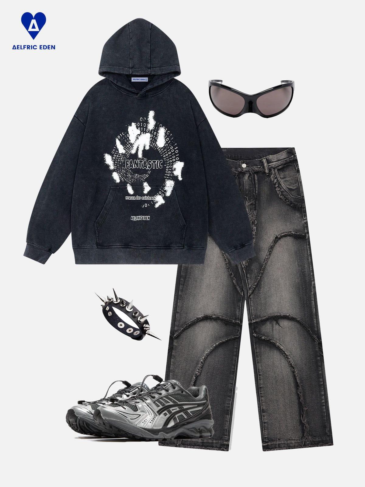 Aelfric Eden Abstract Shadow Graphic Washed Hoodie Product Image