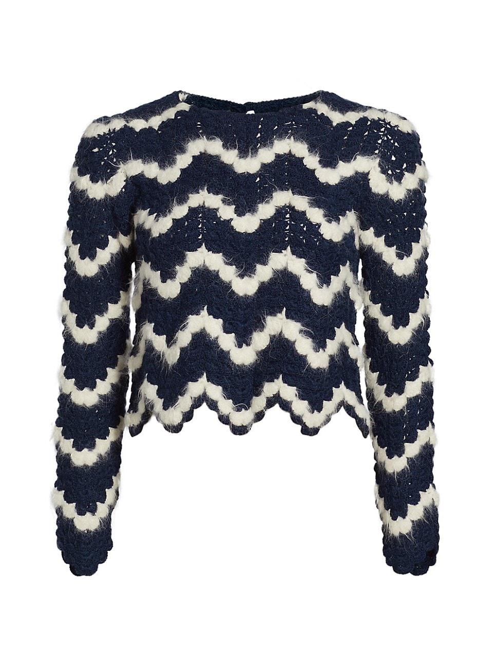 Womens Safi Striped Alpaca Long-Sleeve Crochet Top Product Image