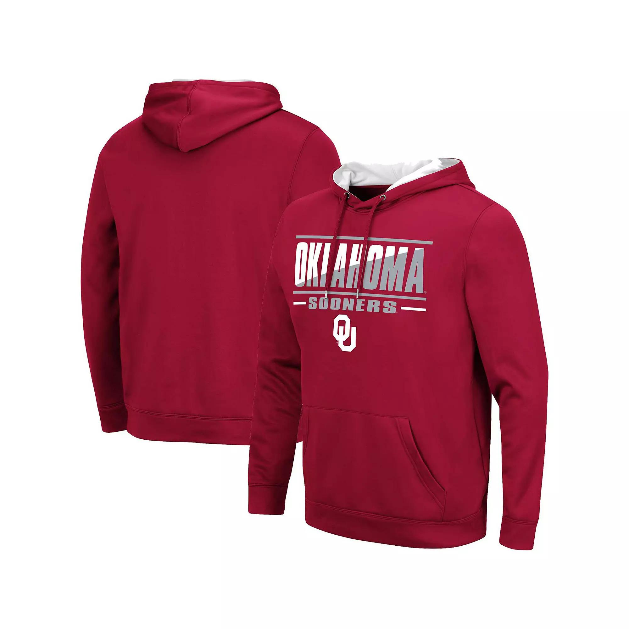 Men's Colosseum Crimson Oklahoma Sooners Slash Stack 2.0 Pullover Hoodie,  Product Image