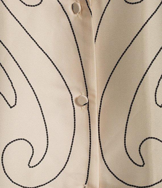 Antonio Melani x Elizabeth Damrich Dali Printed Satin Twill Point Collar Long Sleeve Button Down Blouse Product Image