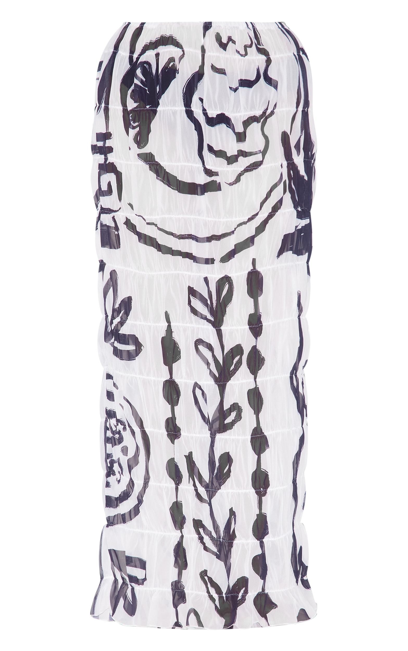 White Monochrome Chiffon Floral Maxi Beach Skirt Product Image