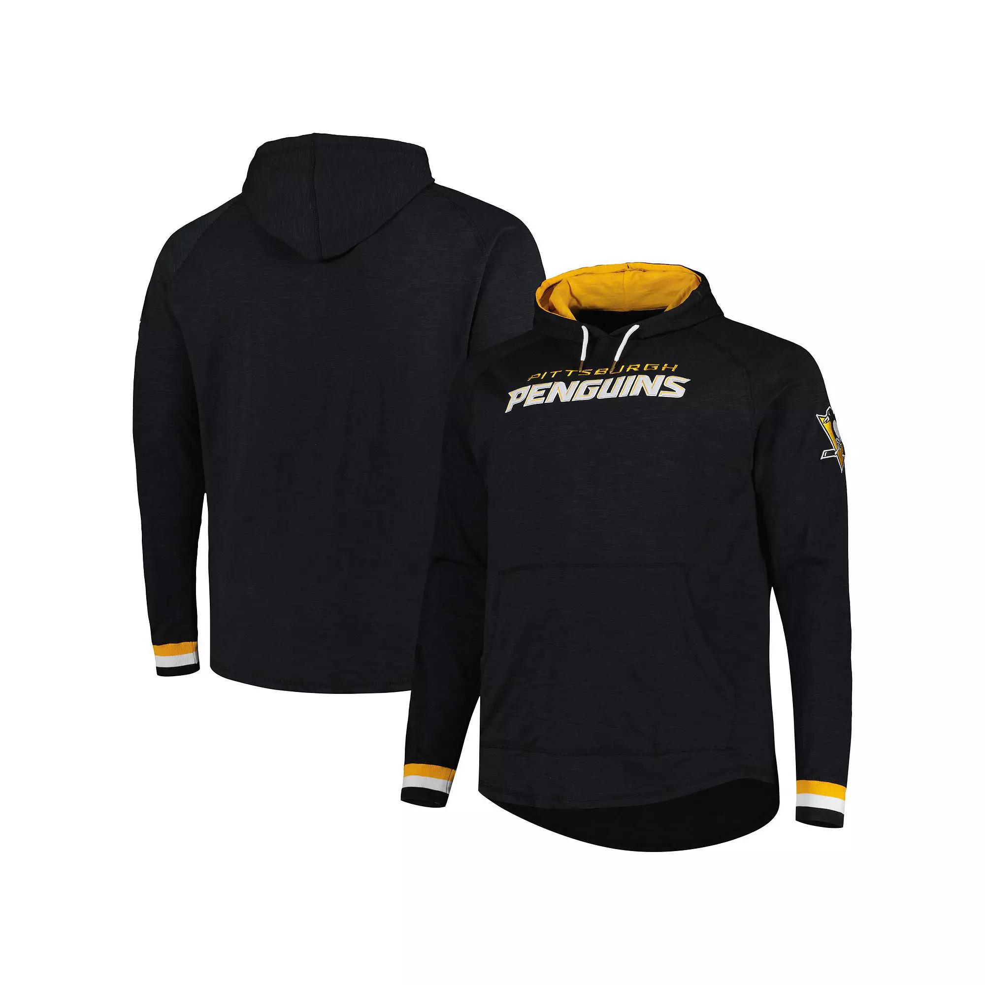 Men's Mitchell & Ness Black Pittsburgh Penguins Big & Tall Legendary Raglan Pullover Hoodie,  Product Image