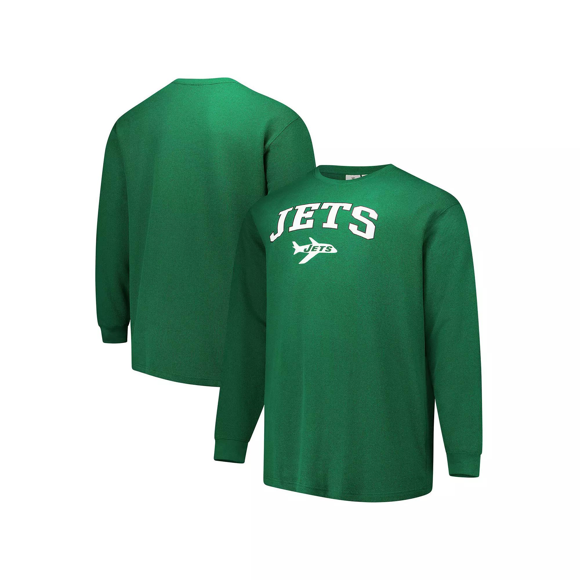 Men's Fanatics Kelly Green New York Jets Big & Tall Throwback Thermal Long Sleeve T-Shirt,  Product Image