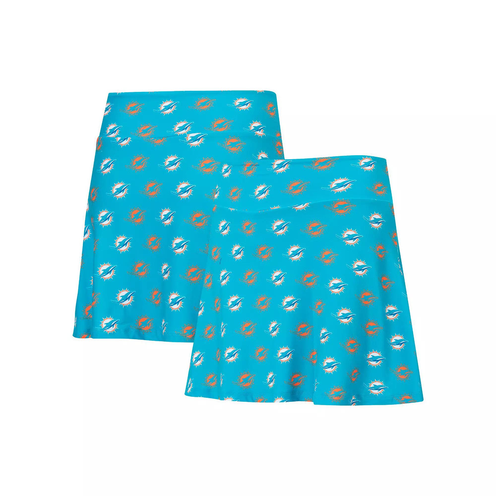 Women's Concepts Sport Aqua Miami Dolphins Record Allover Print Knit Sleep Skort, Size: Medium, Turquoise A Product Image