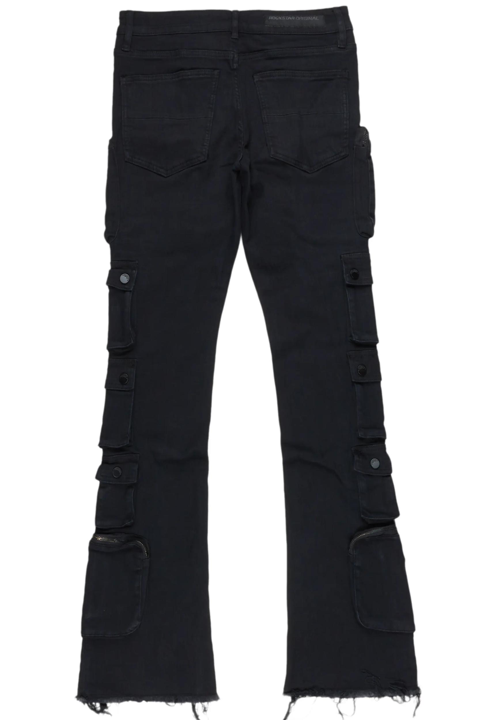 Konrad Black Cargo Stacked Flare Jean Male Product Image