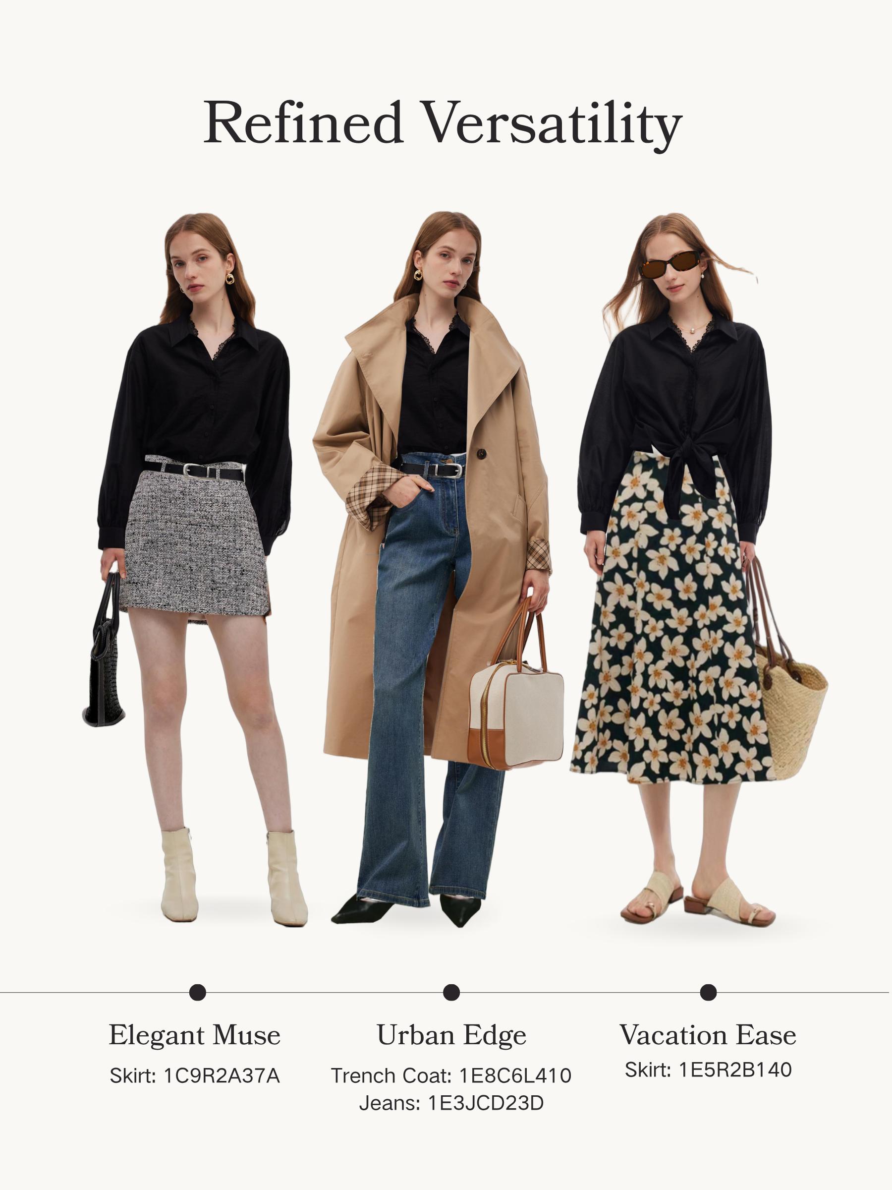 Tencel Blend Lace V-Neck Women Mock Layered Shirt Product Image