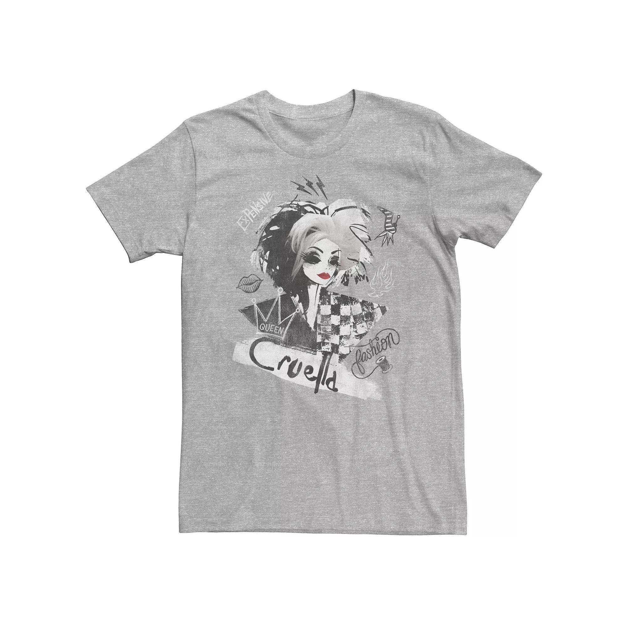 Big & Tall Disney Cruella Artsy Collage Tee, Men's, Size: 4XLT, Athletic Grey Product Image