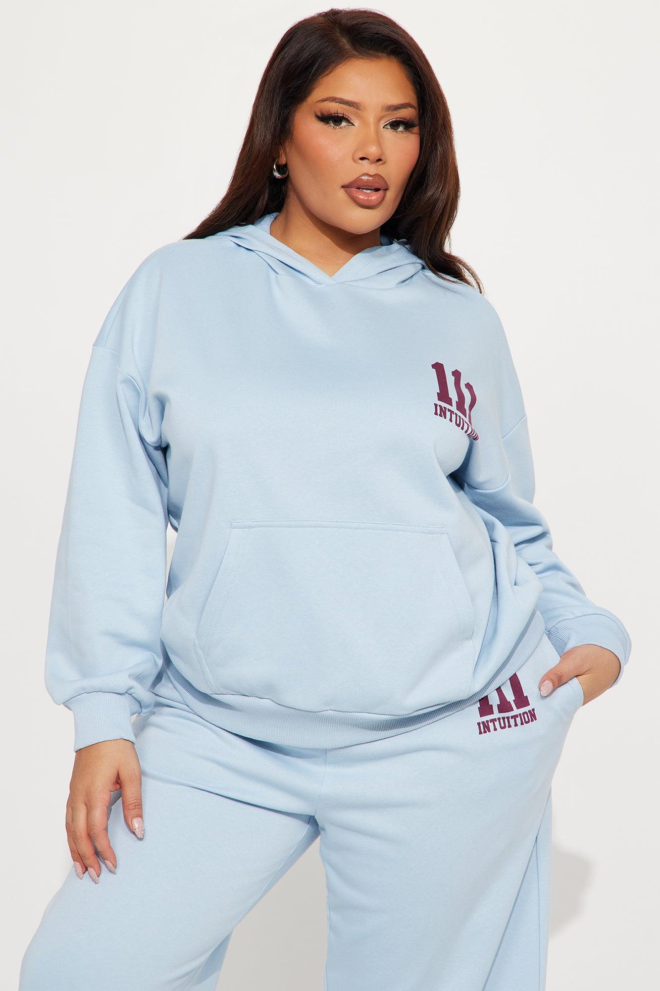 Leah Angel Number Sweatsuit Set - Light Blue Product Image
