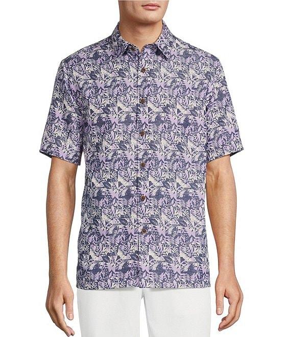 Roundtree & Yorke Short Sleeve Square Print Sport Shirt Product Image