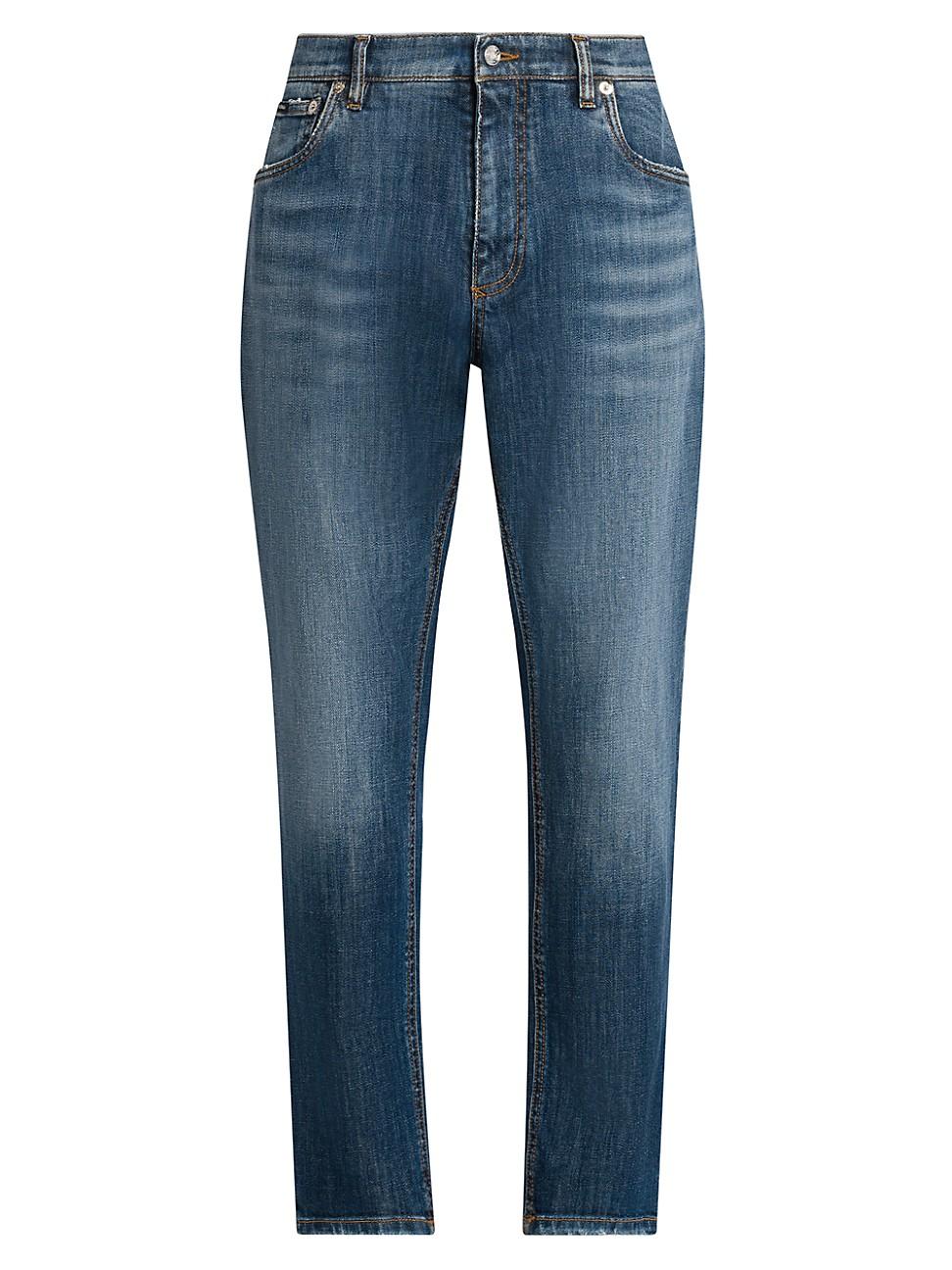 Mens Logo-Embroidered Cropped Jeans Product Image