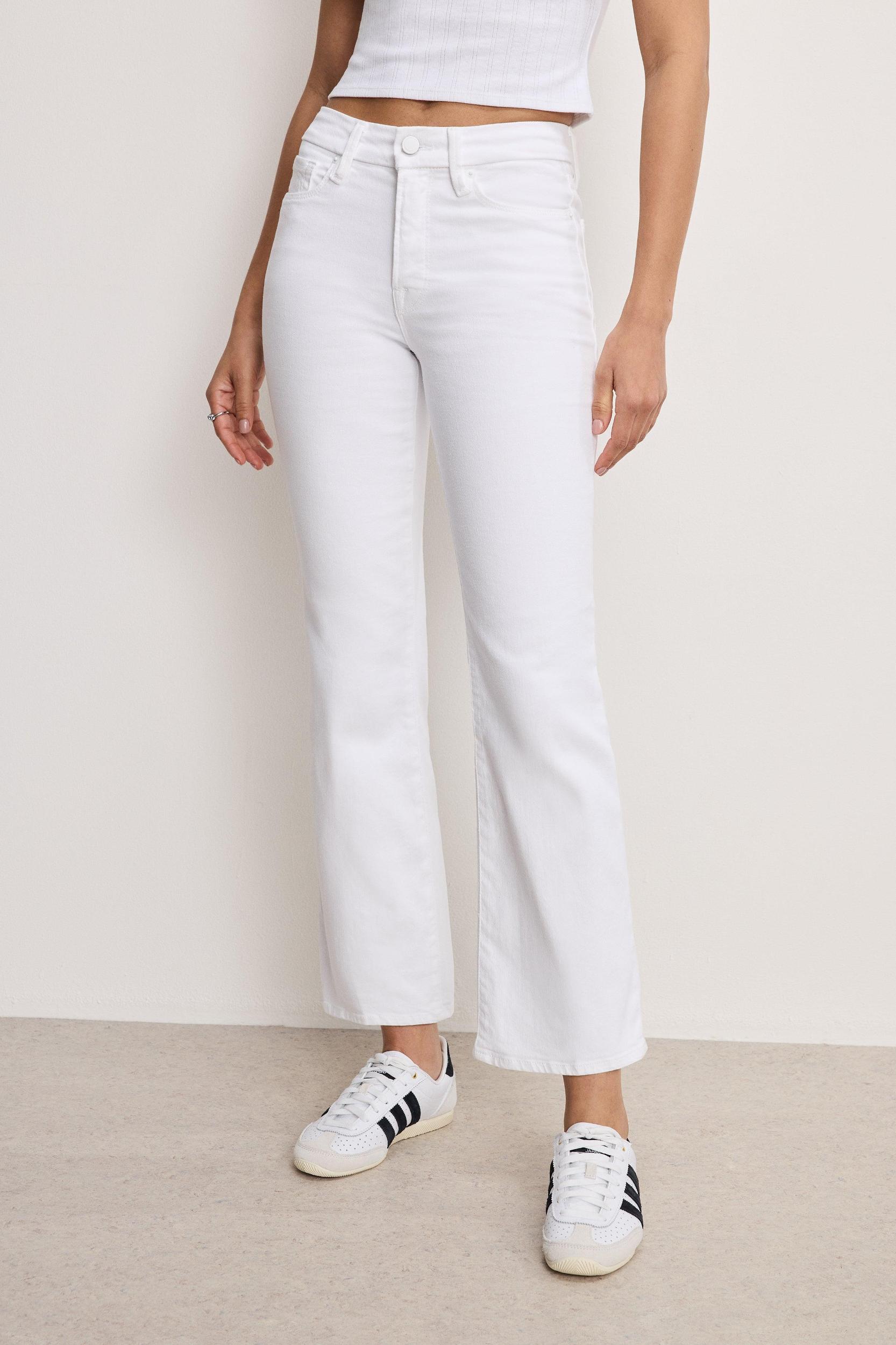 GOOD LEGS CROPPED MINI BOOT JEANS | WHITE001 Product Image