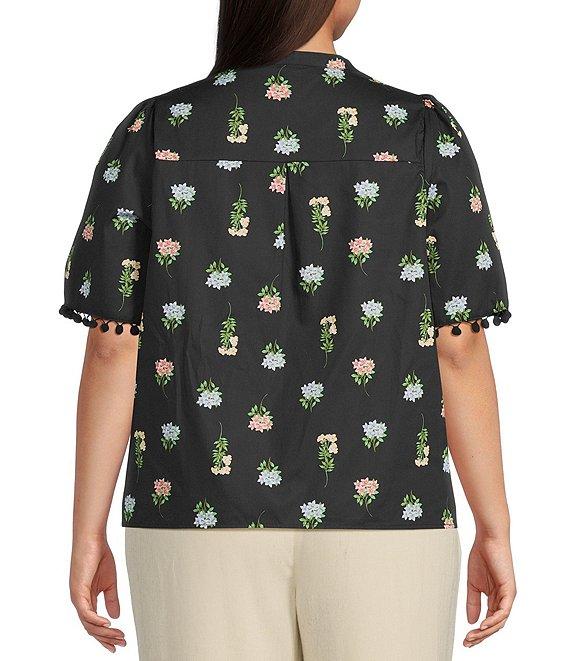 Sugarlips Plus Mayrel Floral Short Sleeve Split Neck Blouse Product Image