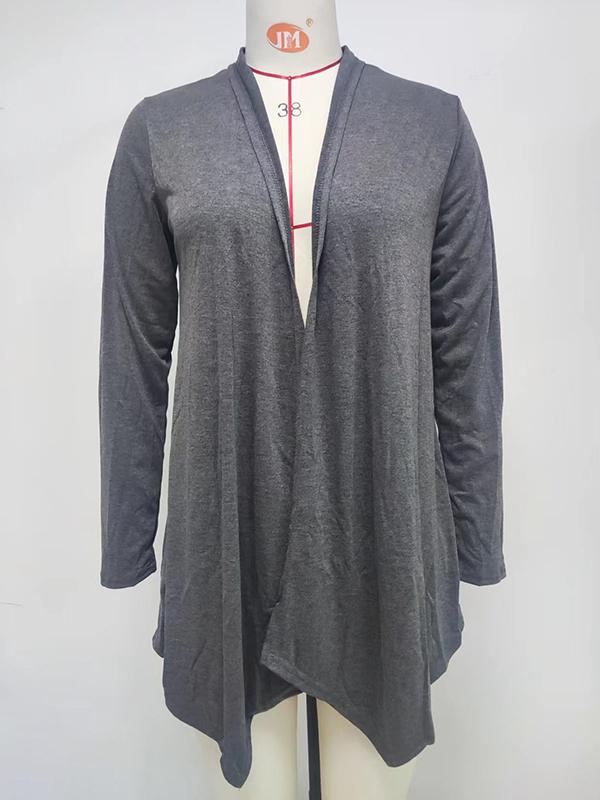 Long Sleeves Loose Solid Color Statement Collar Outerwear Product Image