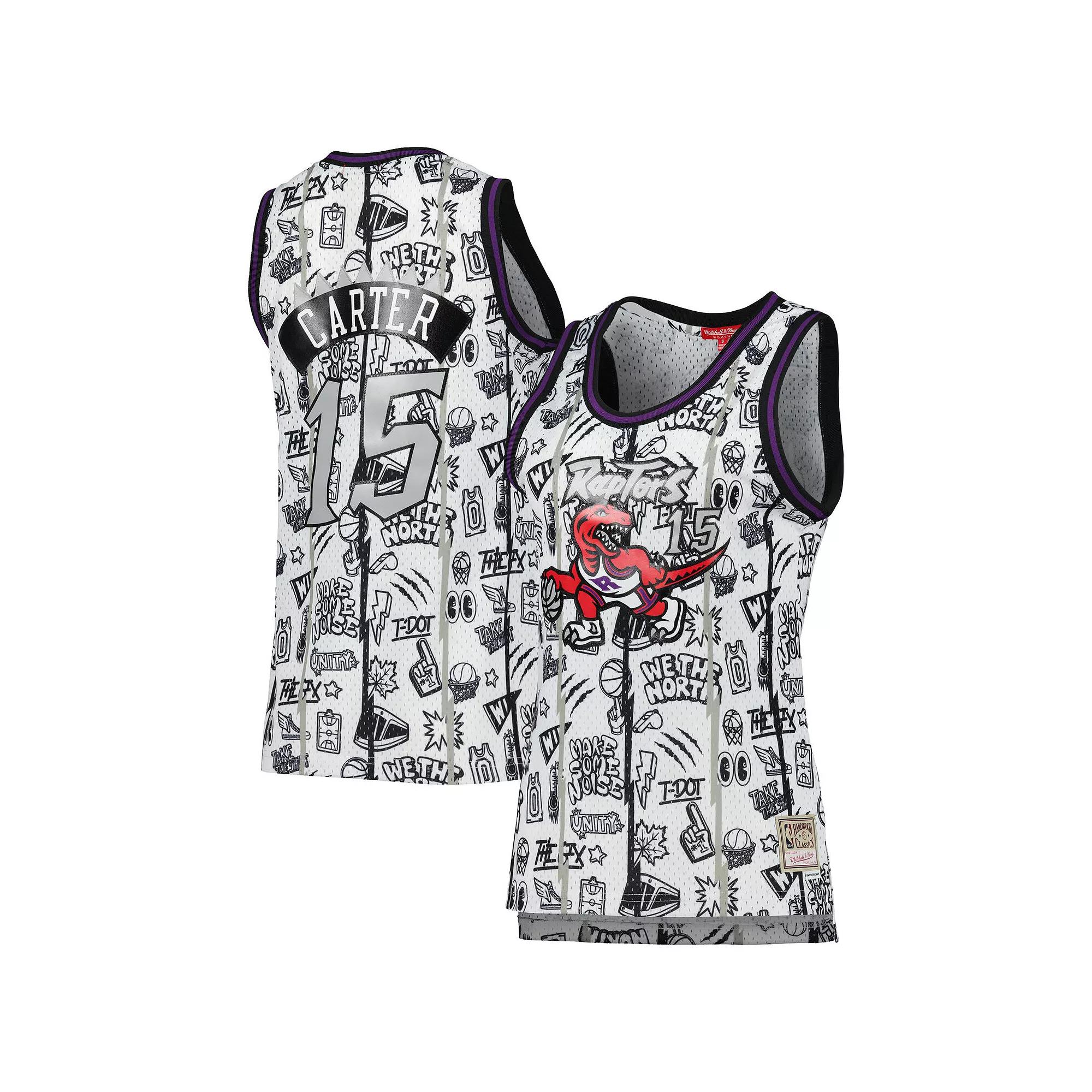 Women's Mitchell & Ness Vince Carter White Toronto Raptors 1998 Doodle Swingman Jersey, Size: Medium, Rpt White Product Image