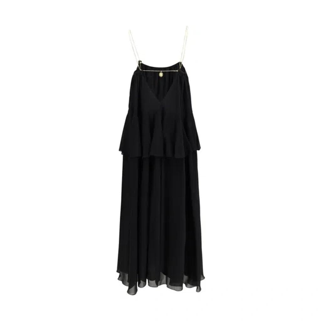CHLOÉ Open-back Embellished Tiered Silk-georgette Maxi Dress In Black Product Image