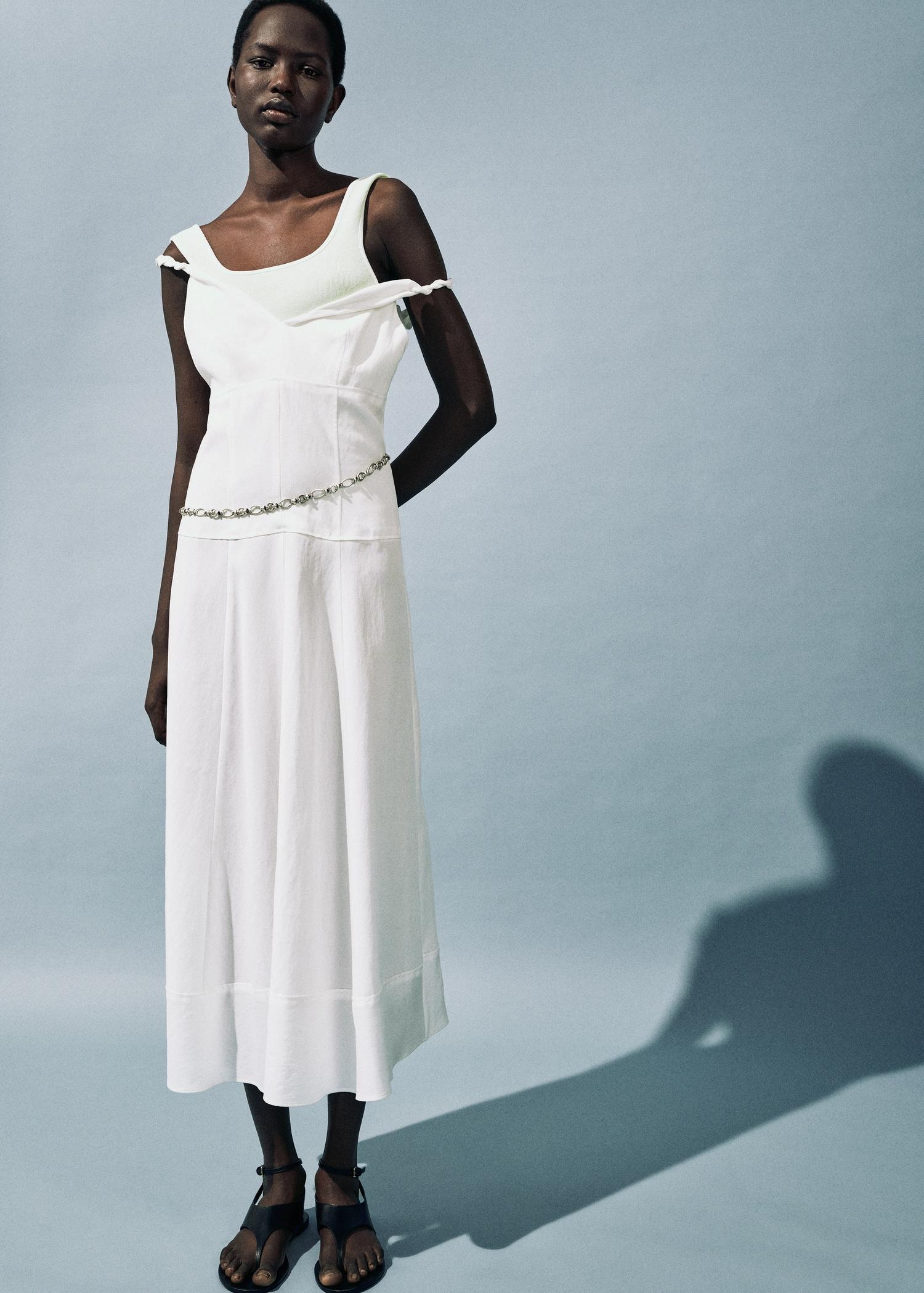 V-neckline long dress - Women | MANGO USA Product Image