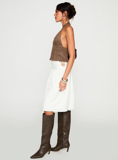 Snowflakes Tie Side Midi Skirt White Product Image