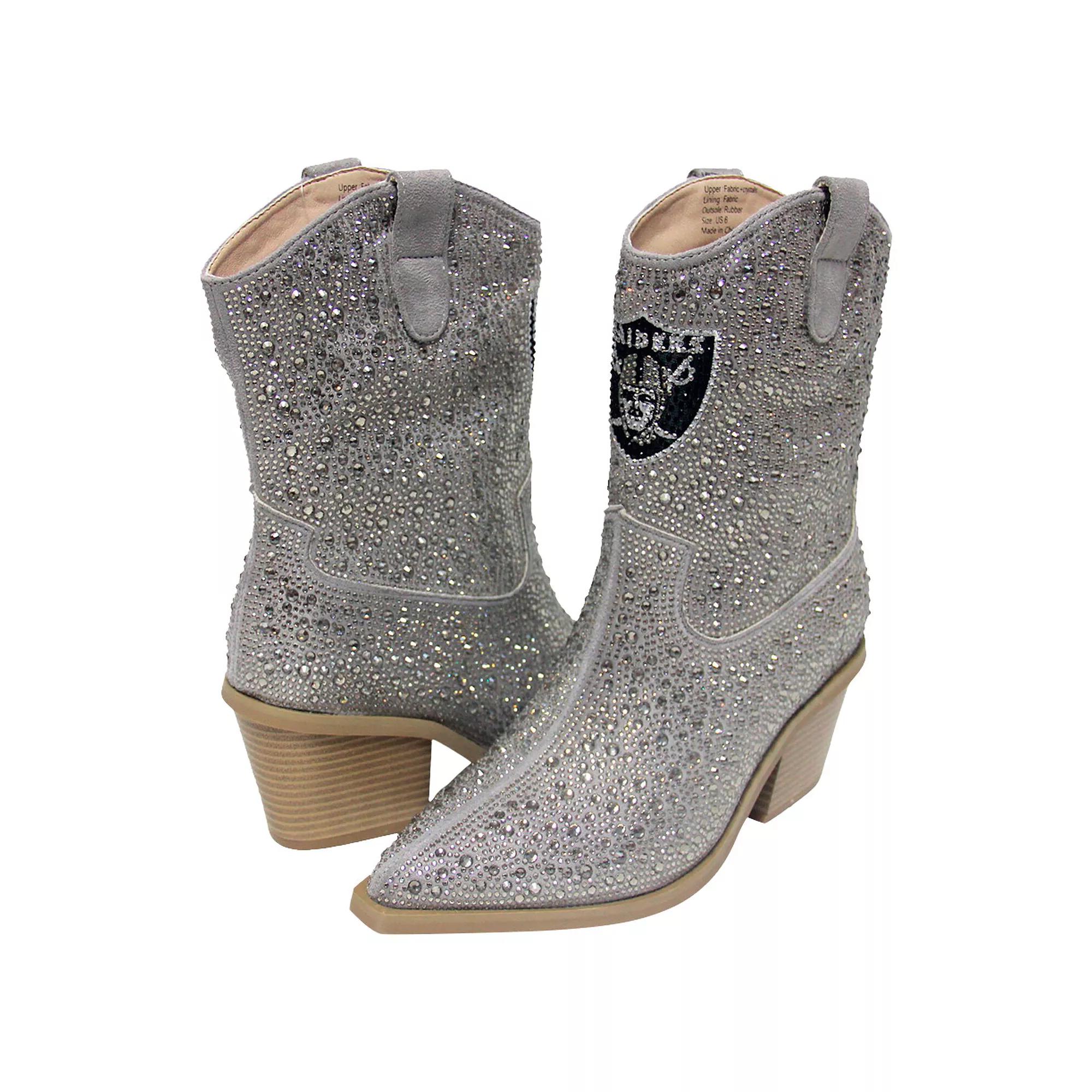 Women's Cuce  Silver Las Vegas Raiders Crystal Ankle Boots, Size: 8, Lvr Silver Product Image