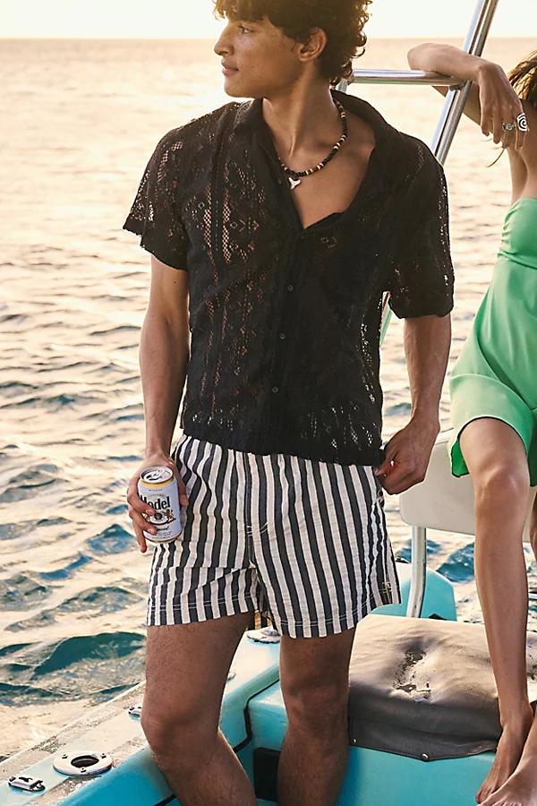 Urban Outfitters UO Liam Lace Short Sleeve Shirt Top Mens at Urban Outfitters Product Image