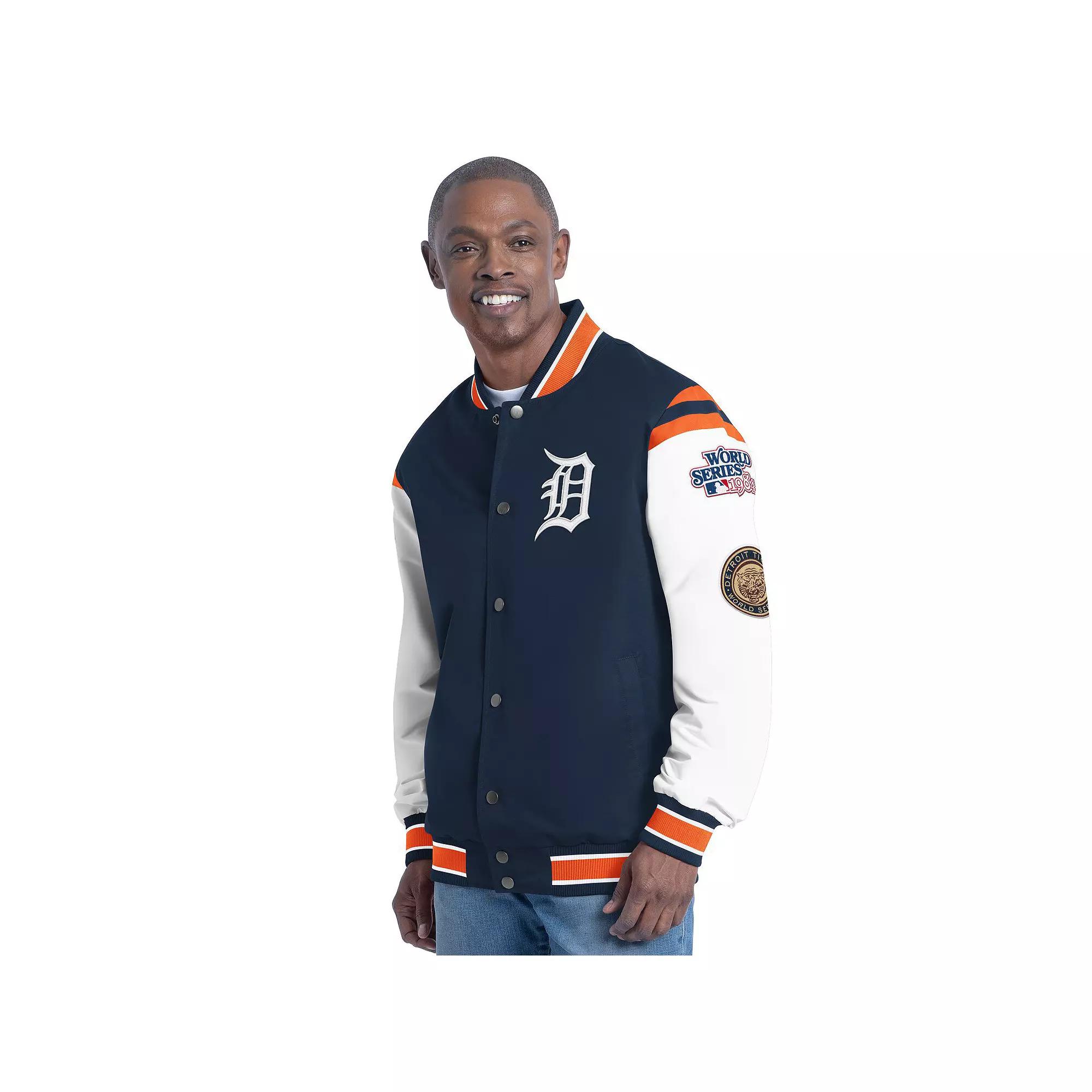 Men's G-III Sports by Carl Banks Navy Detroit Tigers Recruit Commemorative Full-Snap Varsity Jacket,  Product Image