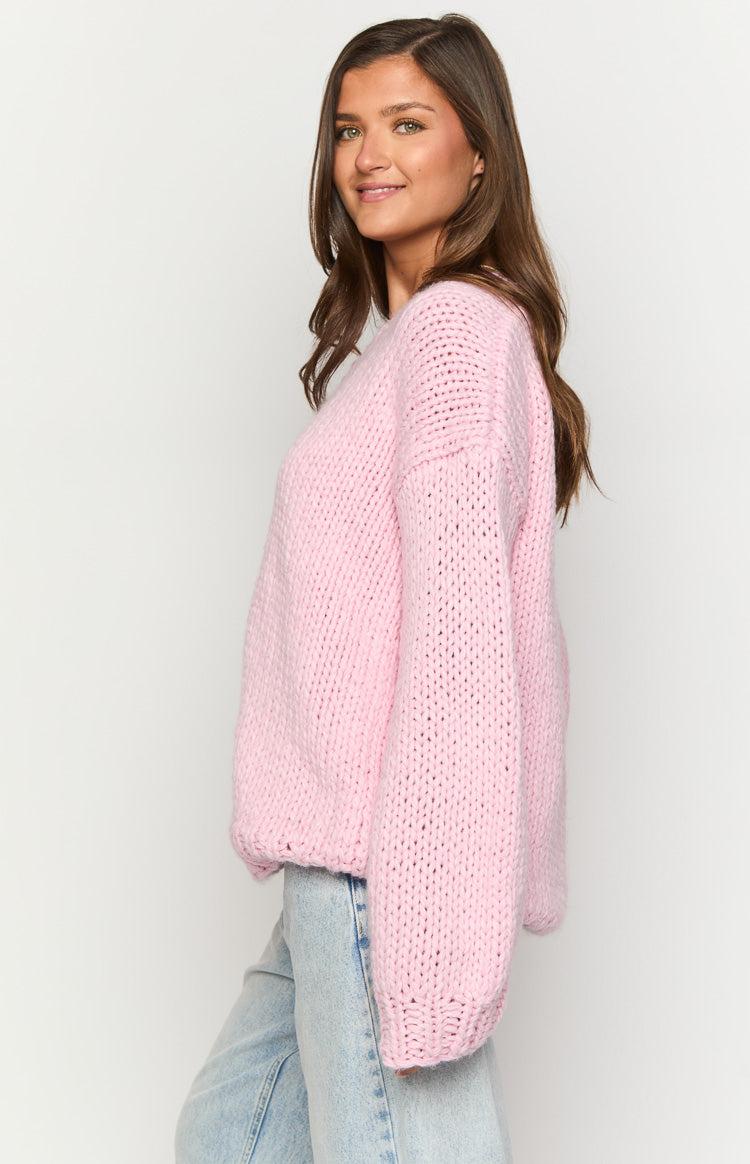 Delvey Light Pink Chunky Knit Sweater Baby Product Image