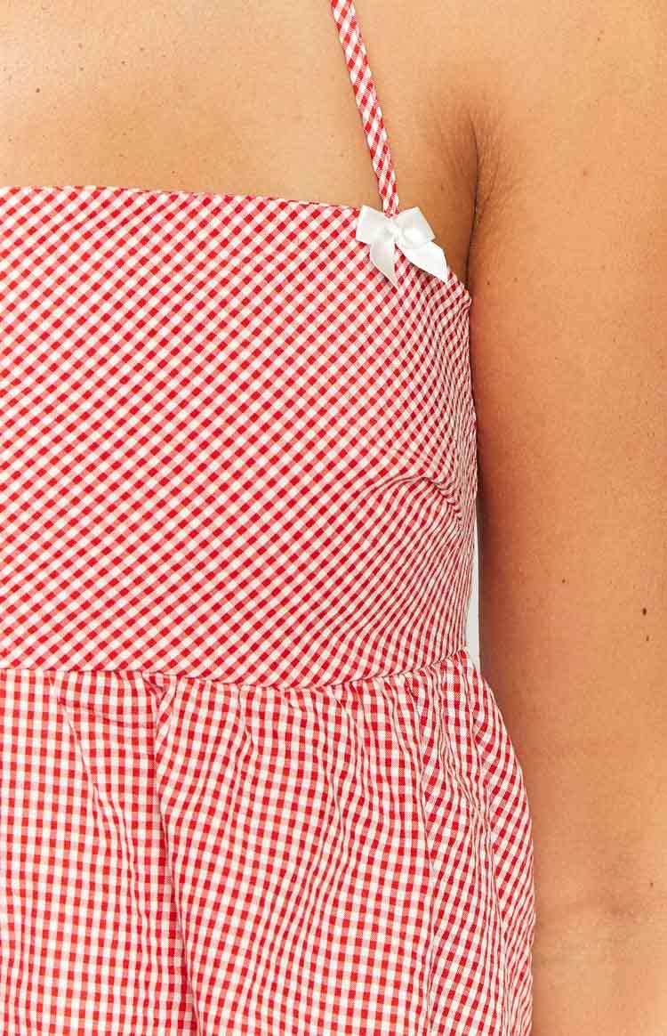 Aspen Red Gingham Halter Top Product Image