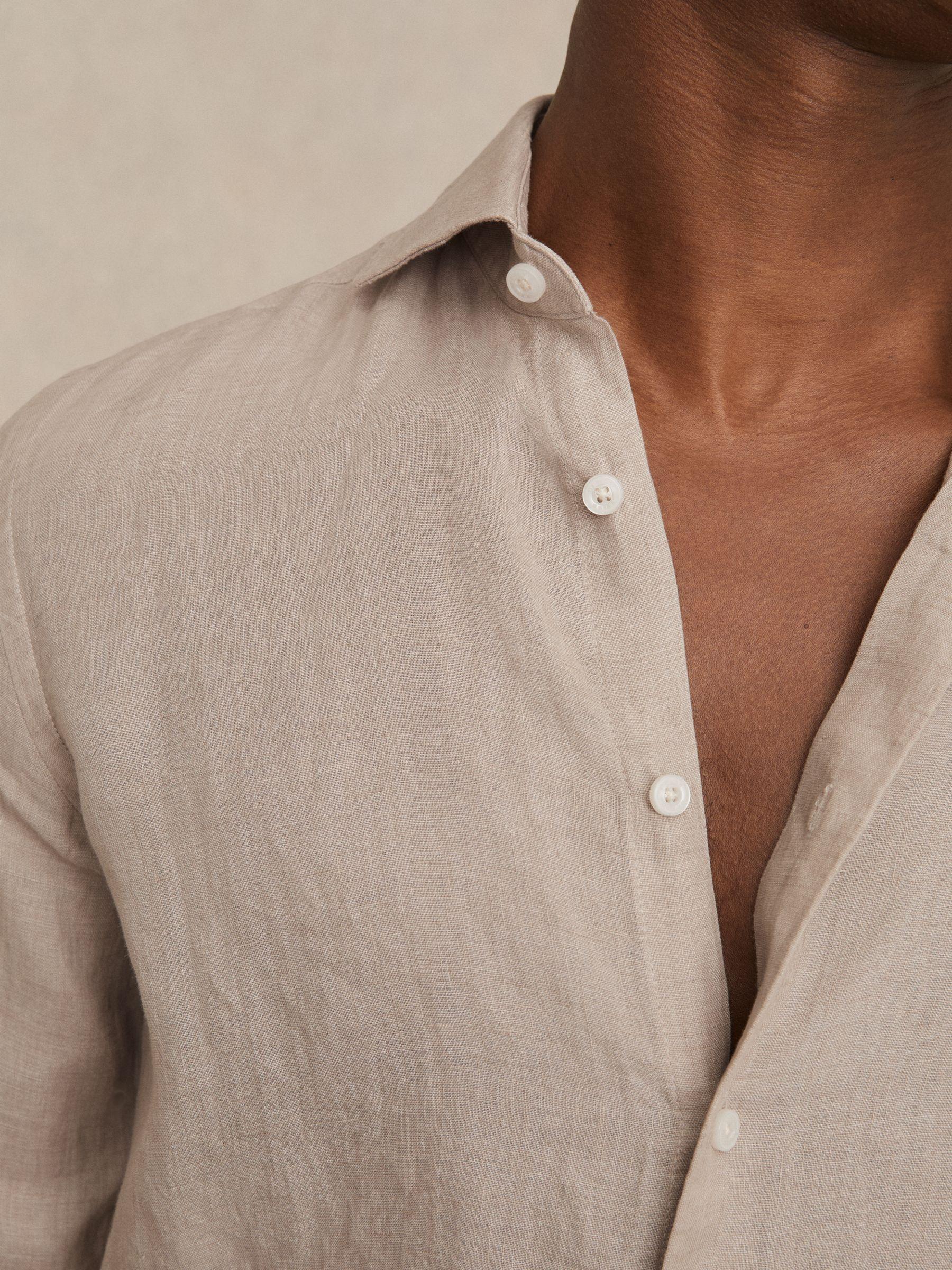 Linen Button-Through Shirt in Mink Brown Product Image