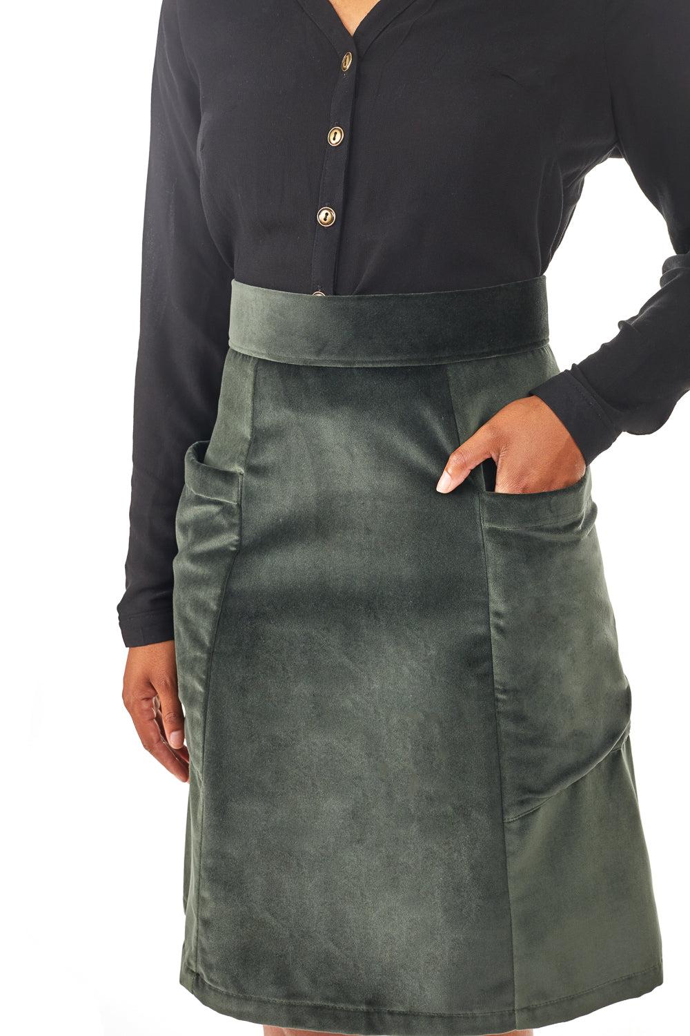 Atheno Skirt in Spruce Velvet Product Image