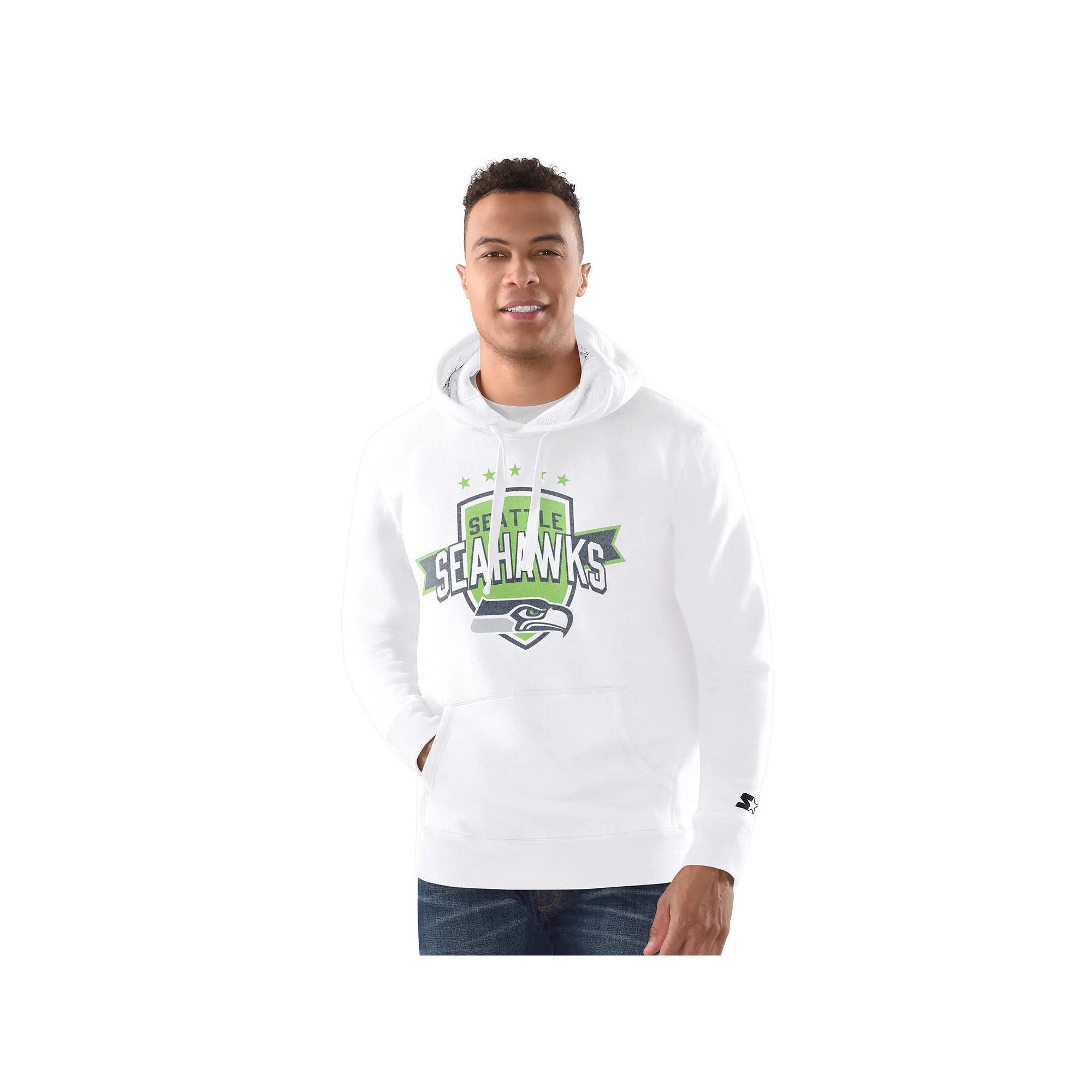 Men's Starter White Seattle Seahawks Vintage Pullover Hoodie,  Product Image