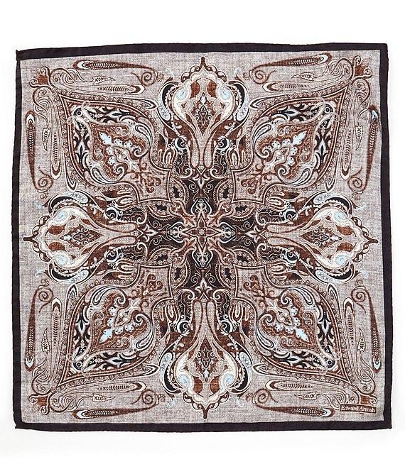 Edward Armah Patterned Paisley Reversible Silk Pocket Square Product Image
