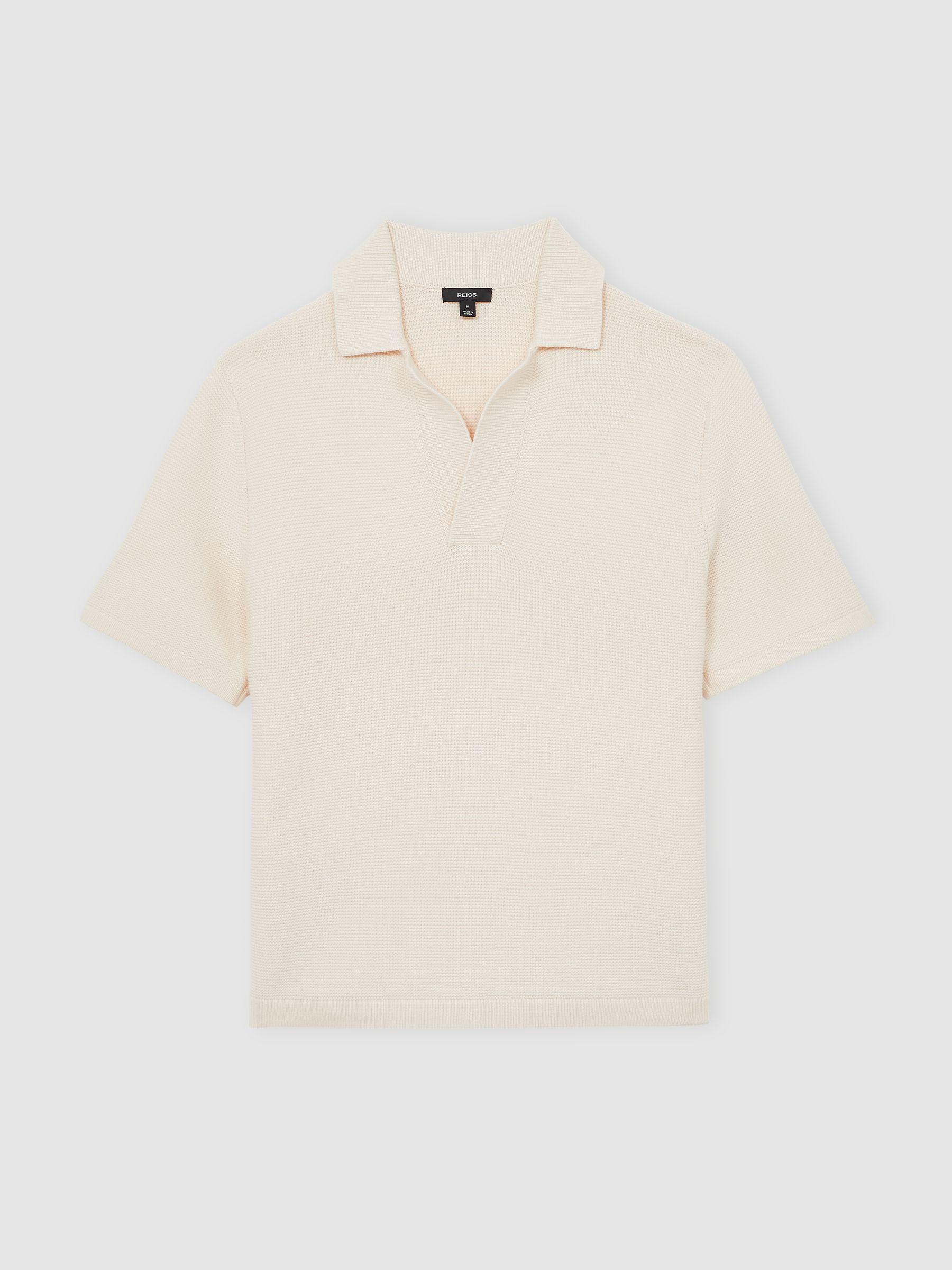 Oversize Textured Polo Shirt Cotton-Blend in Off White Product Image