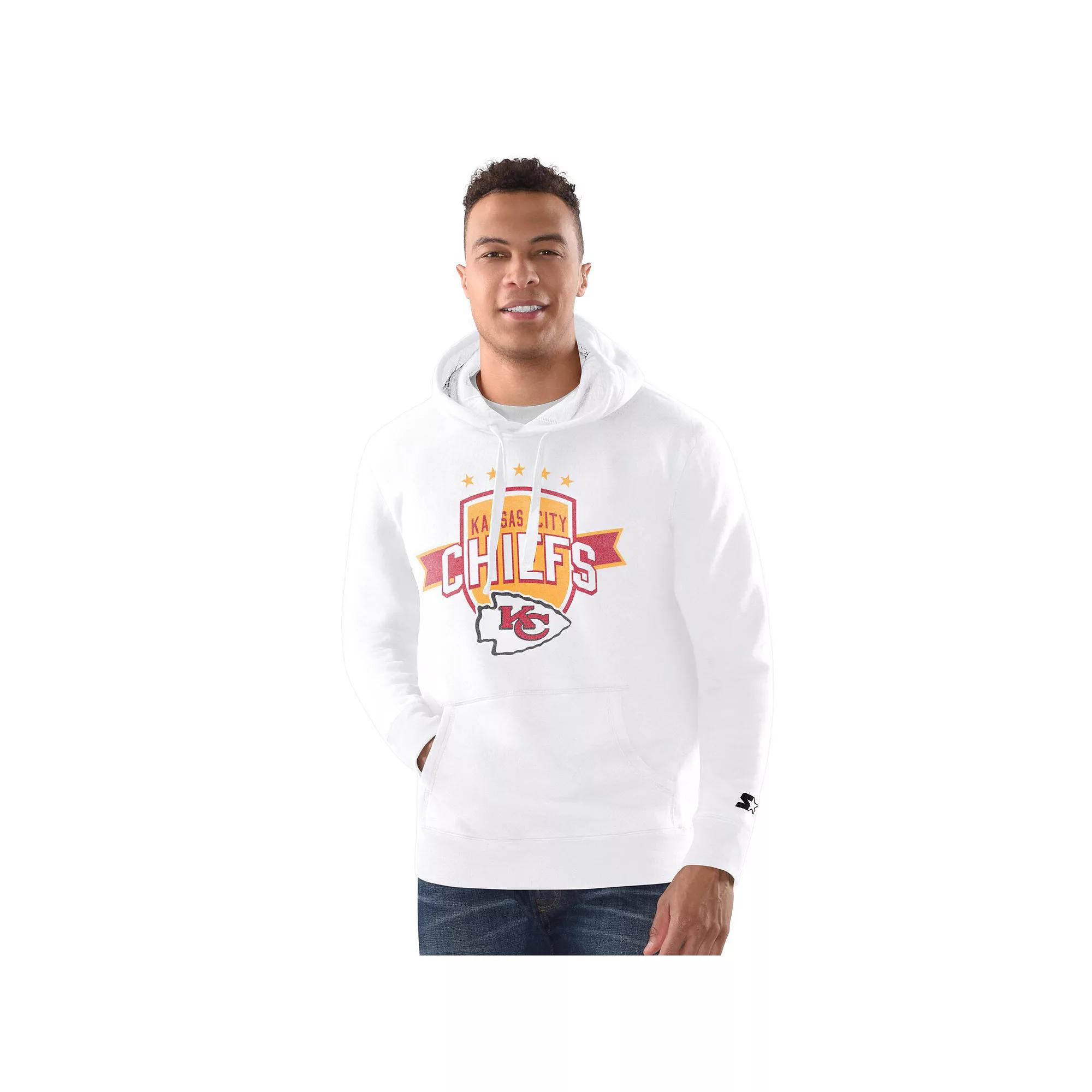 Men's Starter White Kansas City Chiefs Vintage Pullover Hoodie,  Product Image