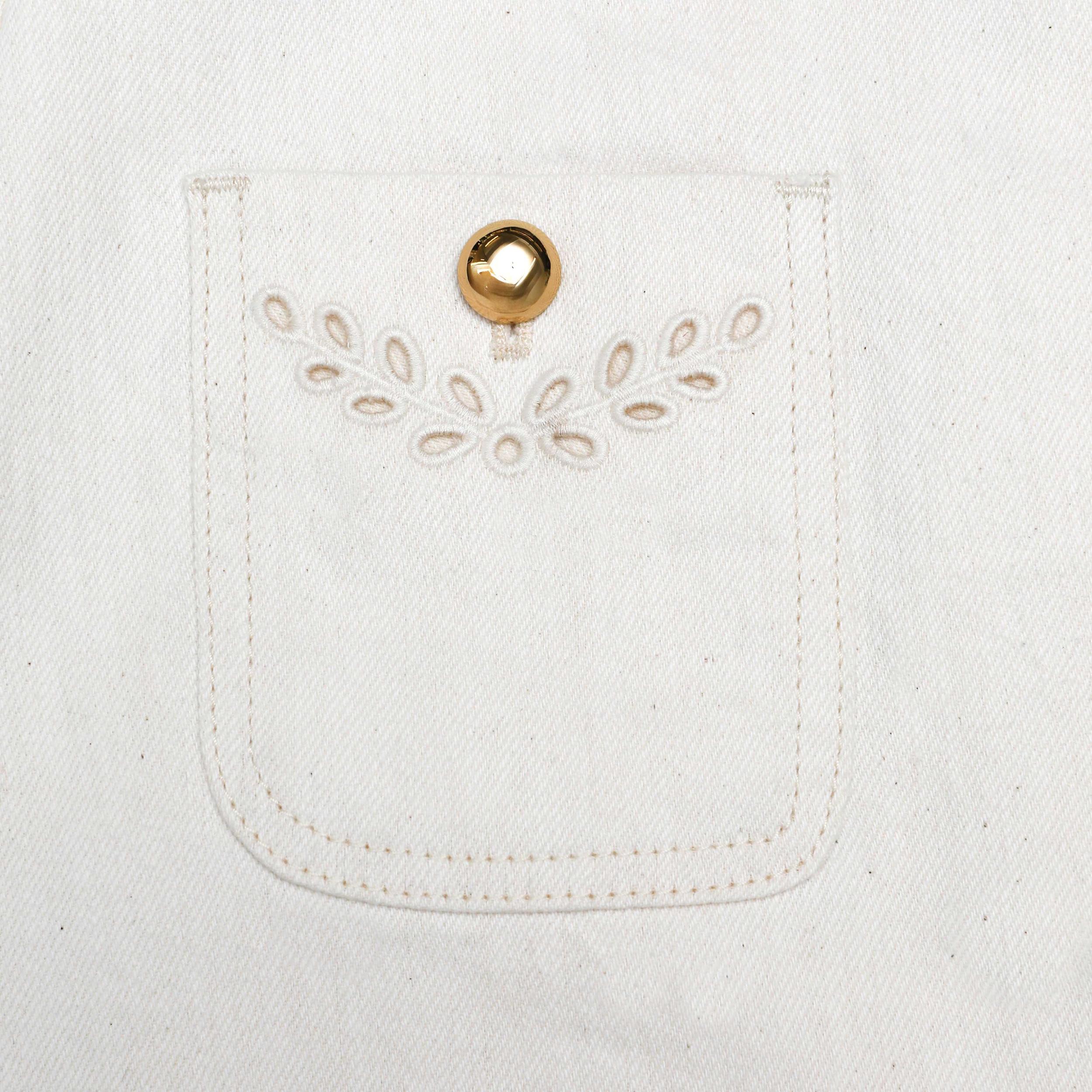 Cream Broderie Denim Mini Skirt Product Image