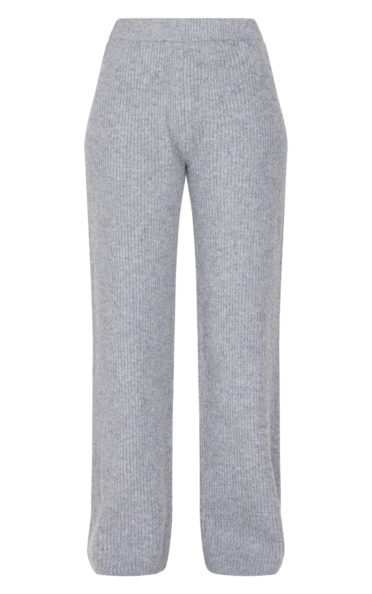 Tall Grey Knit Wide Leg Pants Product Image