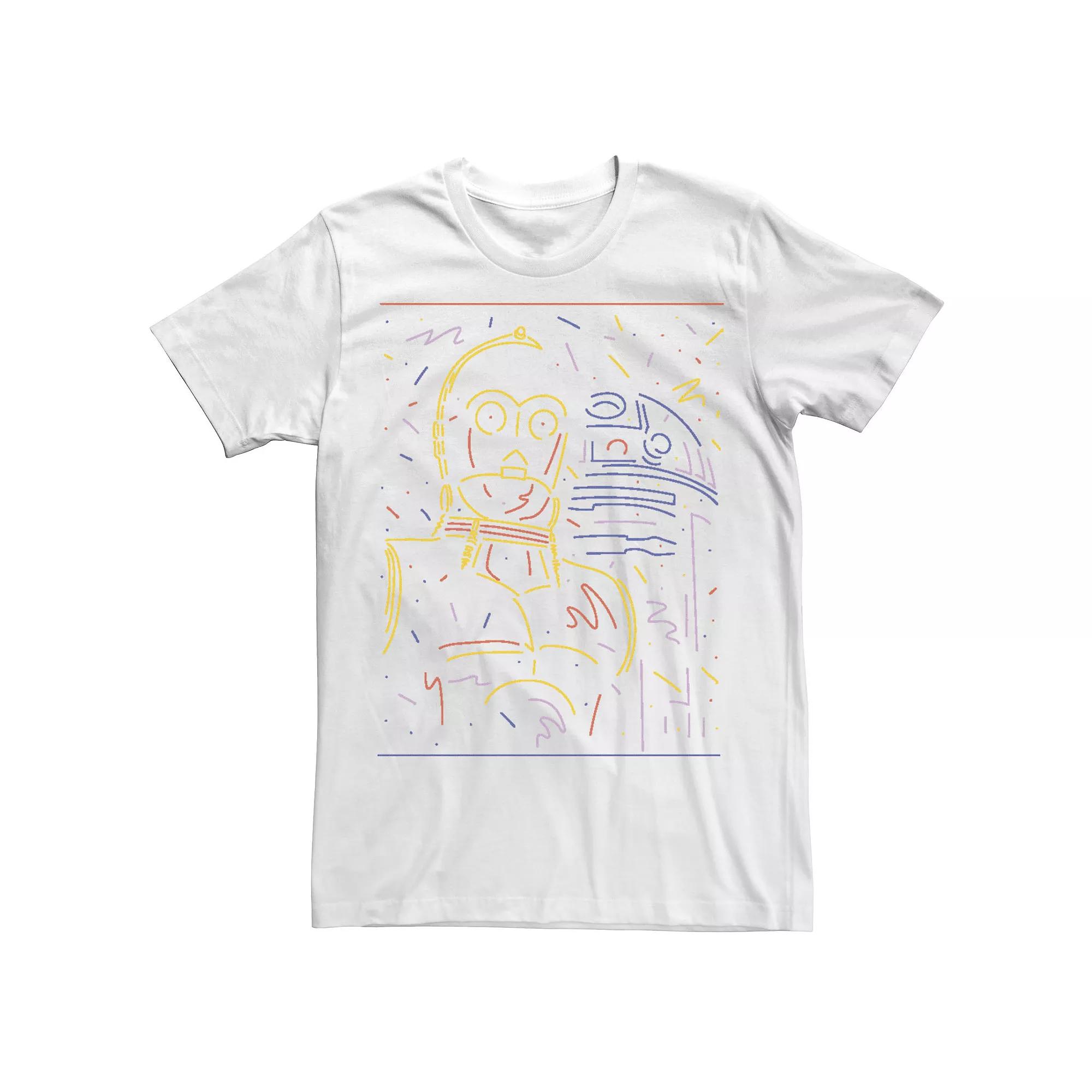 Men's Star Wars C-3PO & R2-D2 Confetti Portrait Tee, Size: Large, White Product Image